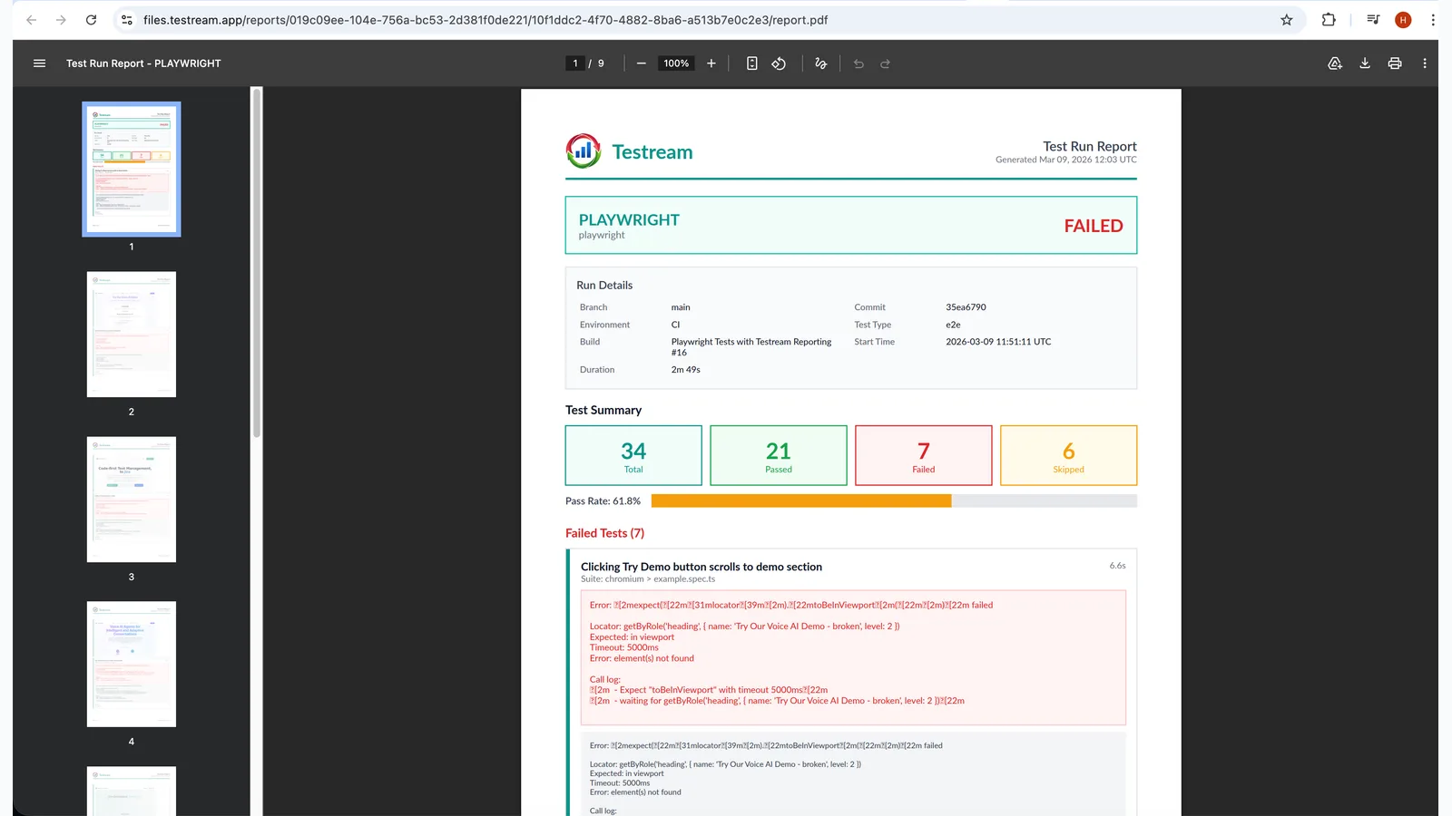 Testream stakeholder report export
